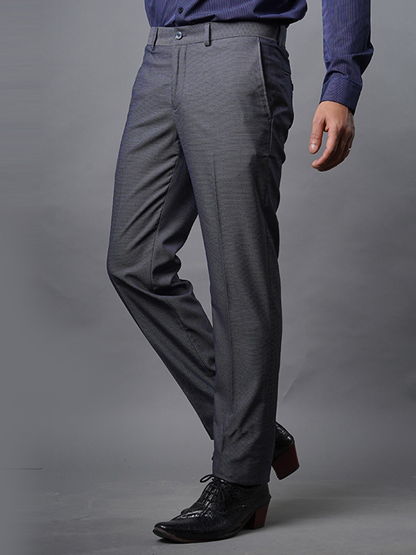 Rota Slim-Fit Virgin Wool Trousers in Dark Grey Melange | SARTALE