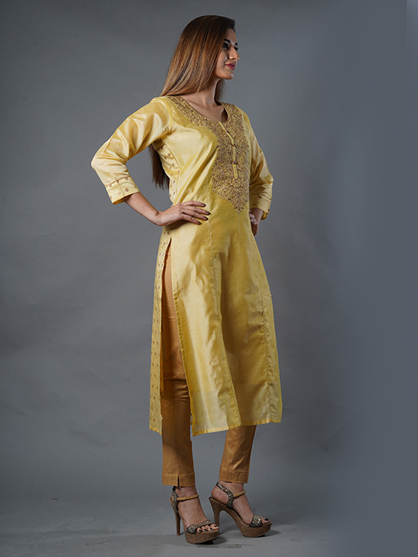 Elegant Grey Rayon Gold Print Women Anarkali Kurti