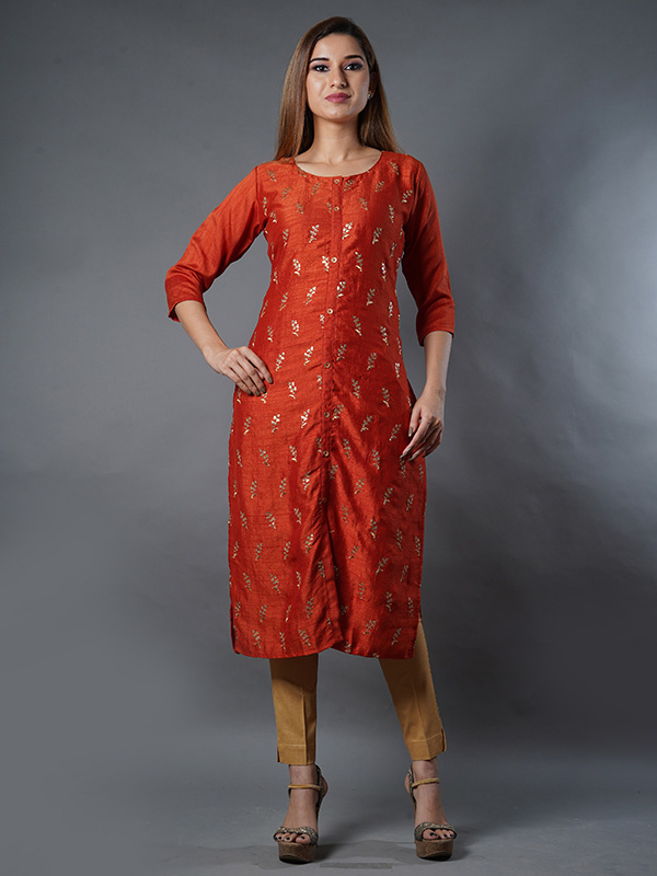 Light Orange Color Georgette Kurti VIVVND21082 | Kurti designs, Pakistani  fashion, Designer kurtis online