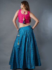 blue and pink ghagra