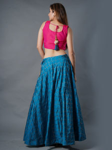 blue and pink ghagra